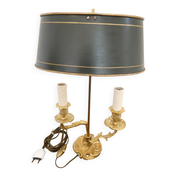 Lampe bouillotte style Louis XV Rocaille en bronze doré 2 bras de lumière