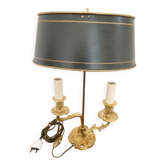 Lampe bouillotte style Louis XV Rocaille en bronze doré 2 bras de lumière