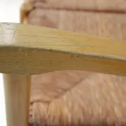 Beech three-seater bench with rush seat – 1960s