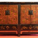 Antique Chinese low sideboard with 4 doors