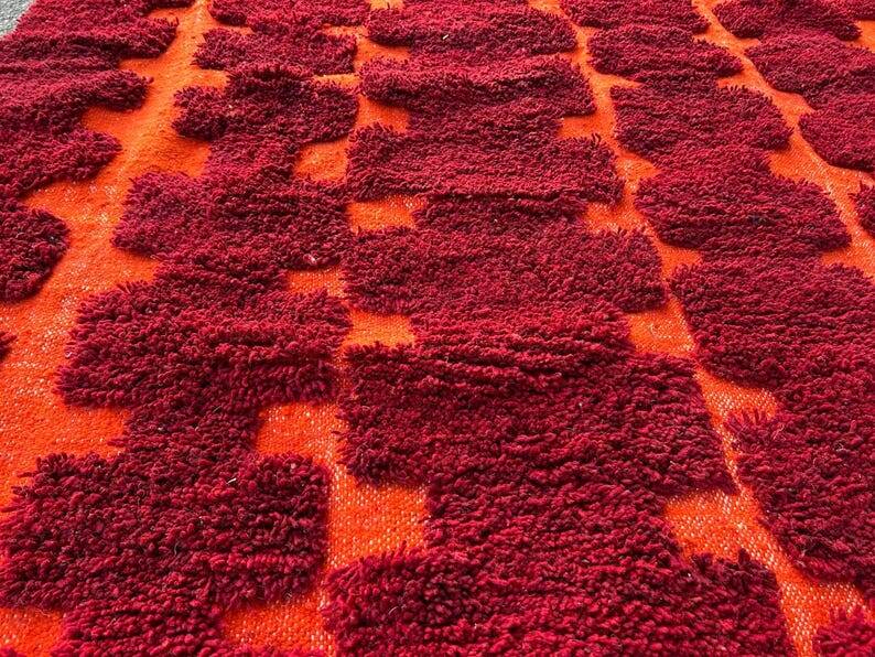 Moroccan Berber Beni Ourain Custom Red Rug 250/150cm
