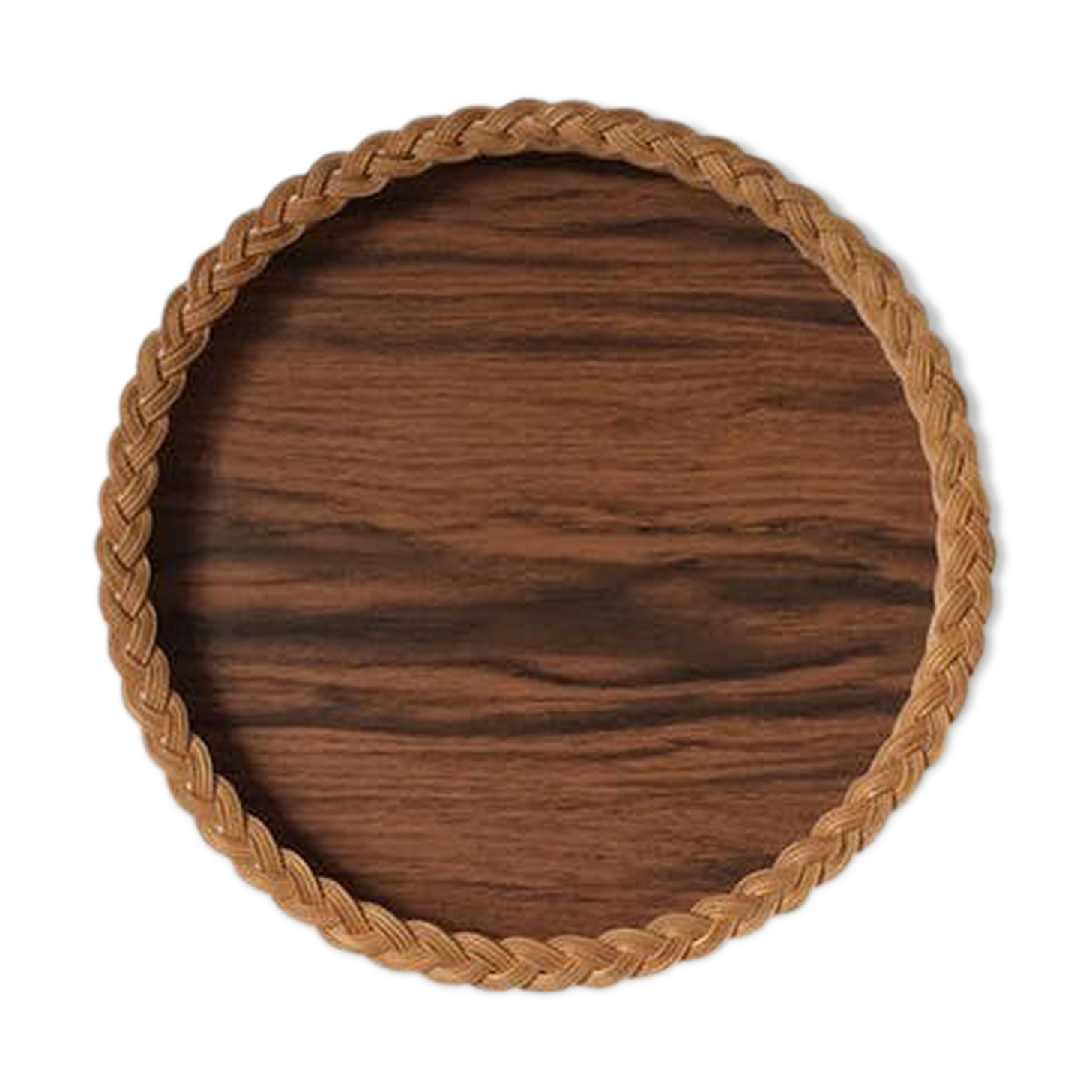 Vintage wood and wicker tray