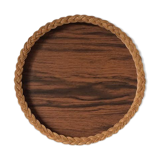 Vintage wood and wicker tray