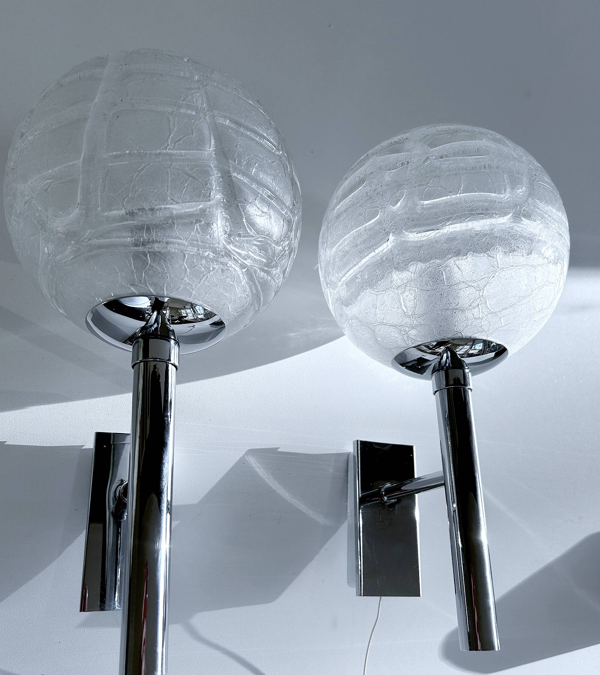 Pair Vintage Brutalist Bubble Glass Sconces