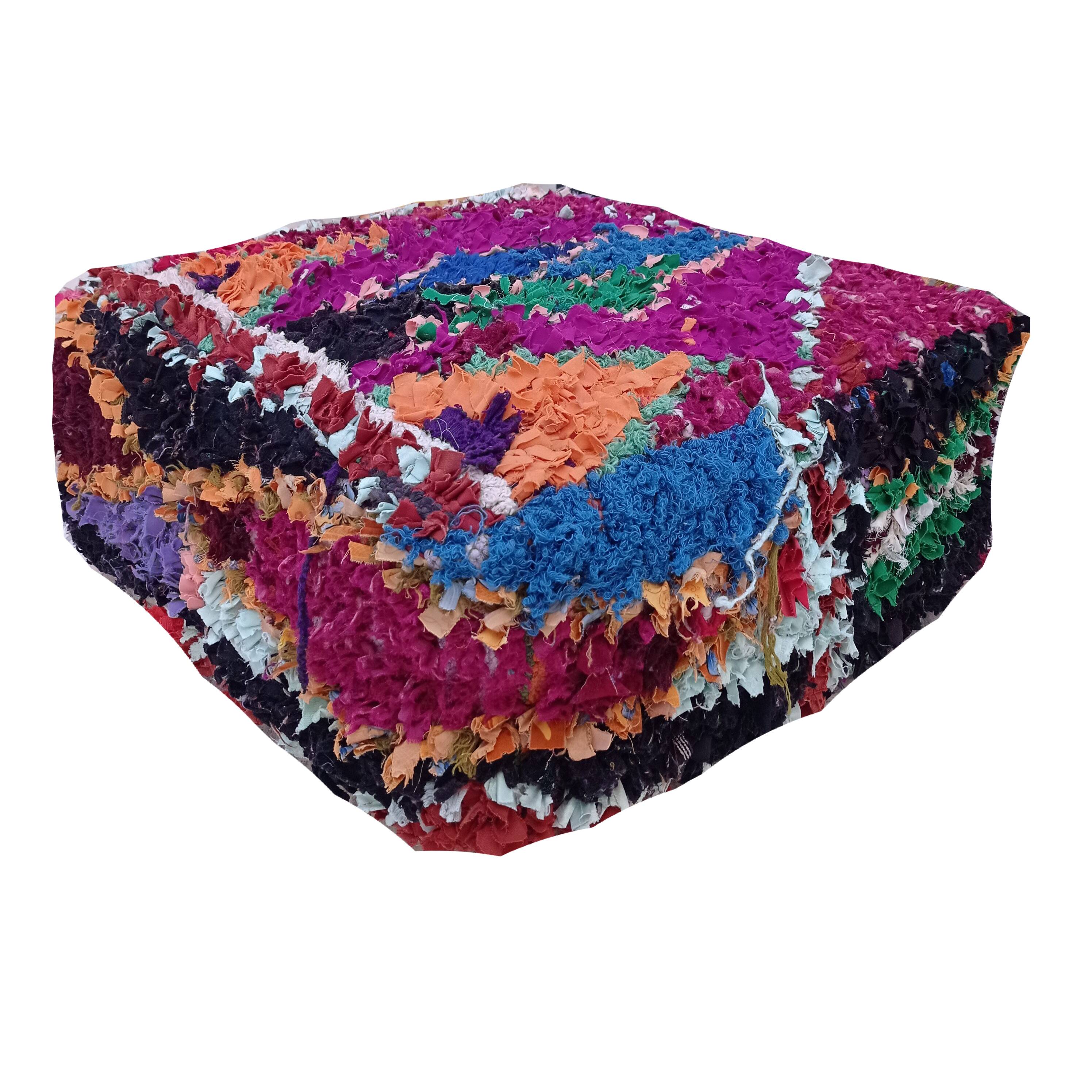 Handmade Berber pouf in wool 60 X 60 X 20 CM