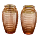 Pair of Vintage Amber Glass Vases - 70s Retro Elegance