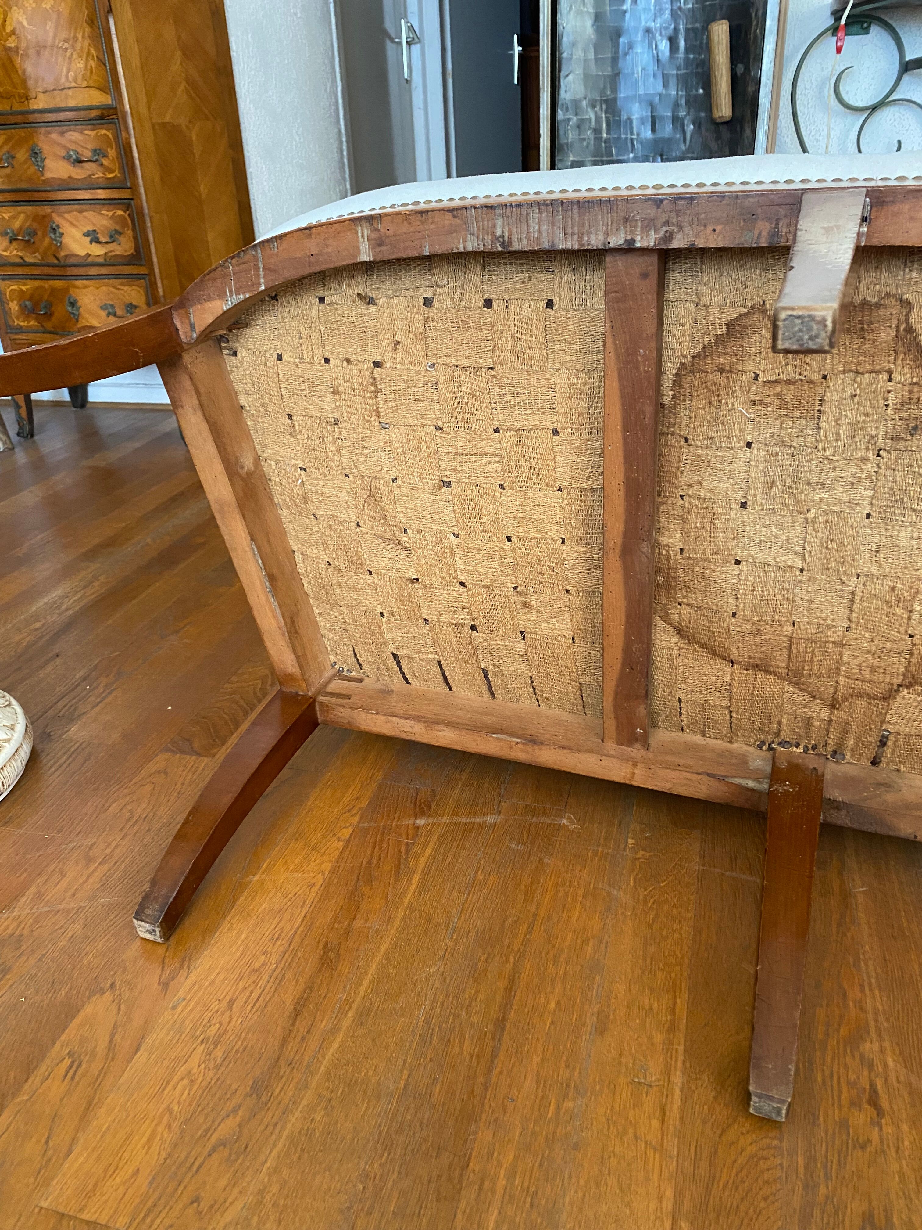 Walnut bench, from the restoration period, covered in white.