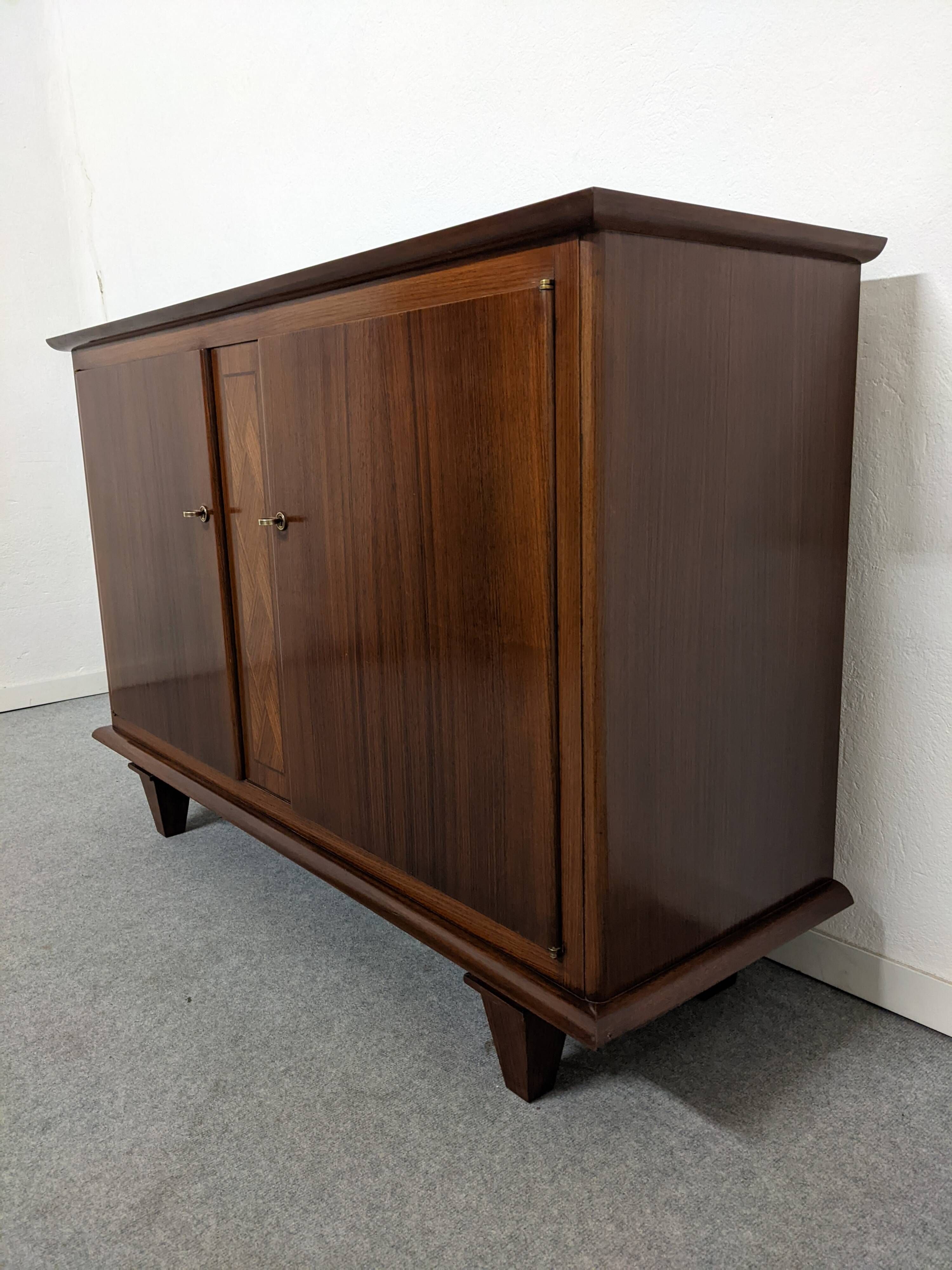 Art Deco style sideboard in rosewood and sycamore, France circa 1950