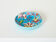 Round cup turquoise blue Art Deco Emaux de Longwy 1950