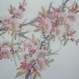 Framed chinese painting on silk, swallows flying on cherry blossoms, south china xx°