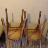 Pair of Baumann bistro chairs with sky brown seat