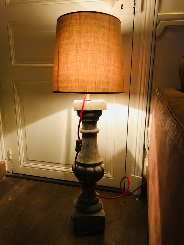 Table of old baluster lamp