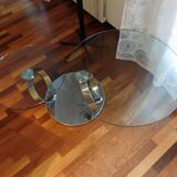 Coffee table glass and chrome metal