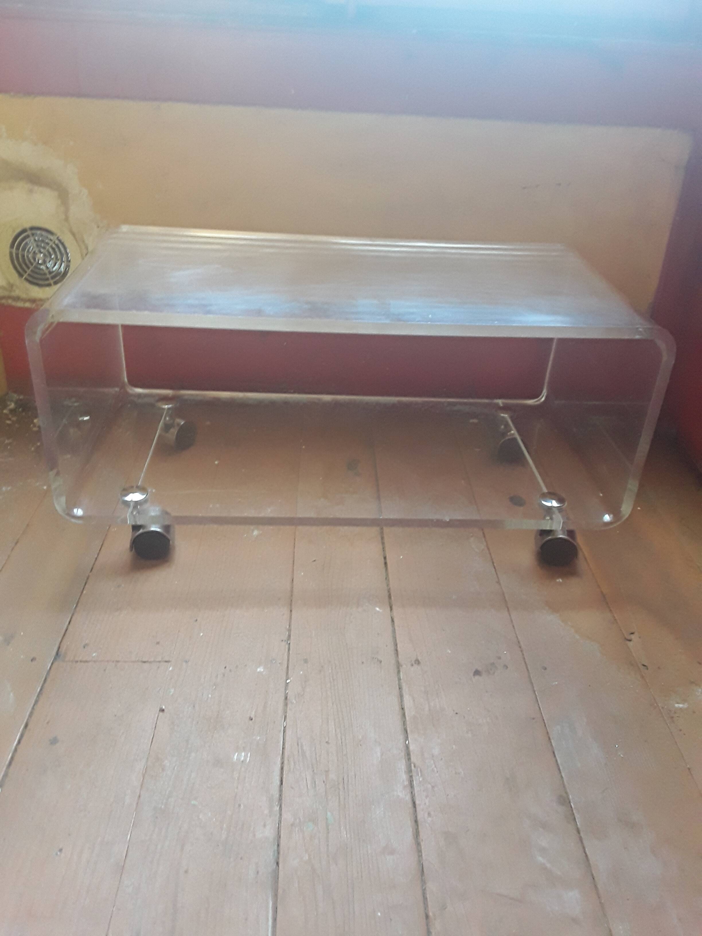 David Lange plexiglass coffee table