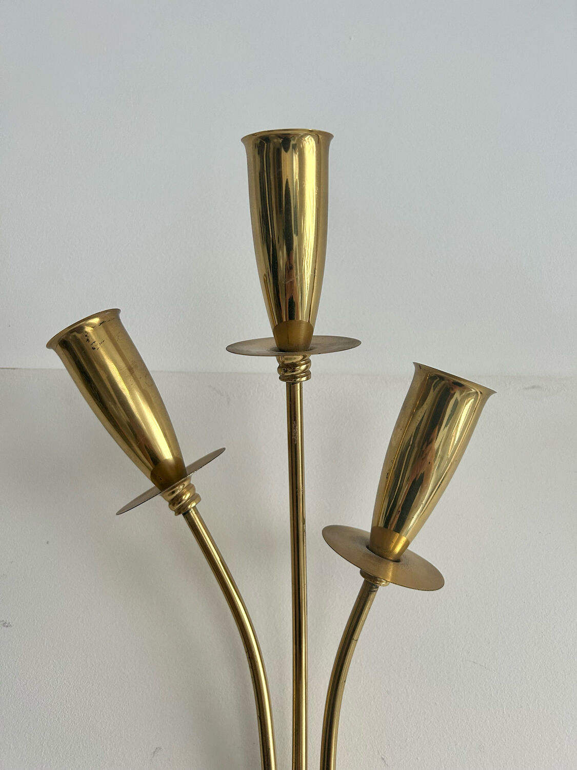 Pair of vintage wall lamps, solid brass, France 1950