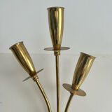Pair of vintage wall lamps, solid brass, France 1950