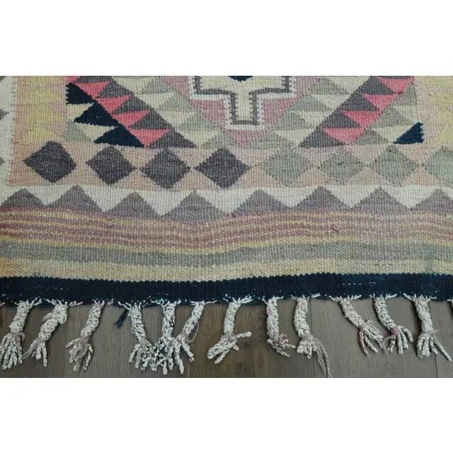 1970s Vintage Turkish Oushak Handmade Wool Cotton Purple Runner Rug 100x326