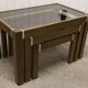 Lot de 3 tables gigogne orme et verre fumé 1970