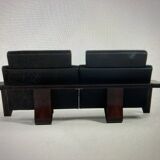 Black leather sofa Nova Roche Bobois