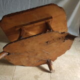 Table basse en bois massif d’orme double plateaux