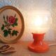 Retro orange table lamp and 70s glass globe