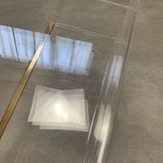 Plexiglas and brass magazine door 70s Hollywood Regency style