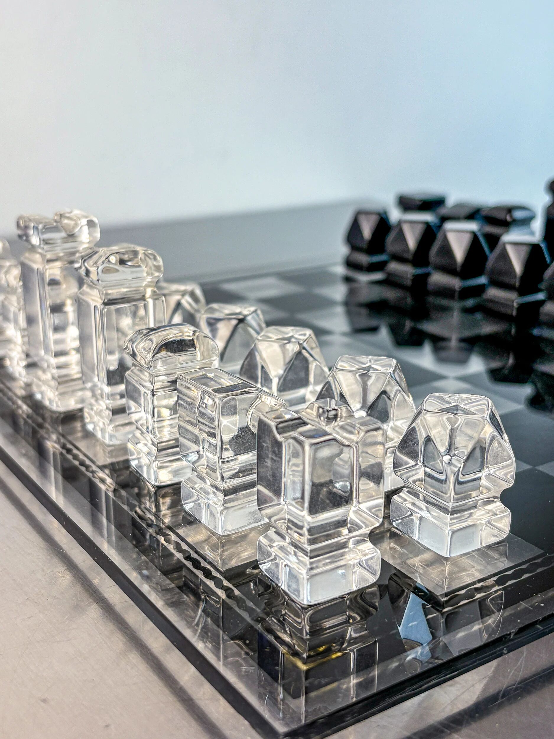 Felice Antonio Botta acrylic chessboard, Italy, 70s