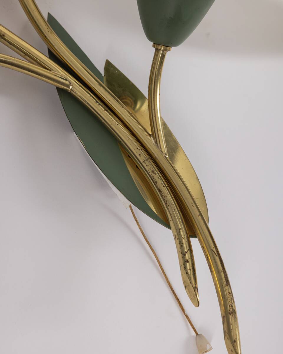 Set of 3 Vintage 1950s Wall Sconces in Floral Style, Italian Design