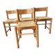 4 charlotte perriand style wood and straw chairs