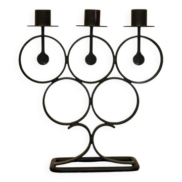 Vintage metal candelabrum with black coating