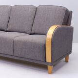 Vintage Scandinavian 3-seater Art Deco canapé in grey fabric – mid-20th century