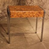 Small desk vanity 70 walnut burl chrome base