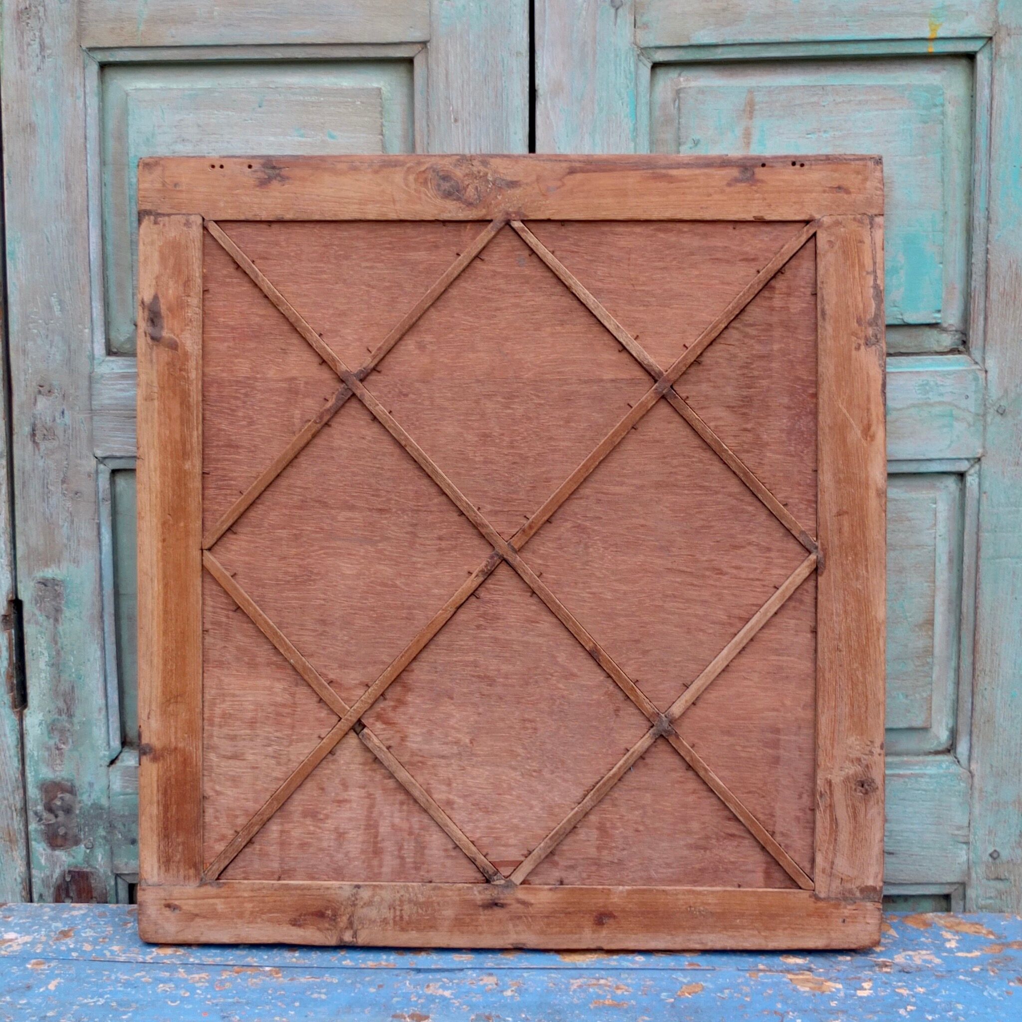 Antique Indian Wooden Mirror 60x66cm