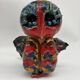Owl Sculpture in Glazed Ceramic Dated 1991 on Wrought Iron Base