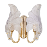 Murano Graniglia Glass Double-Leaf Brass Wall Sconce, Italy, 1960s