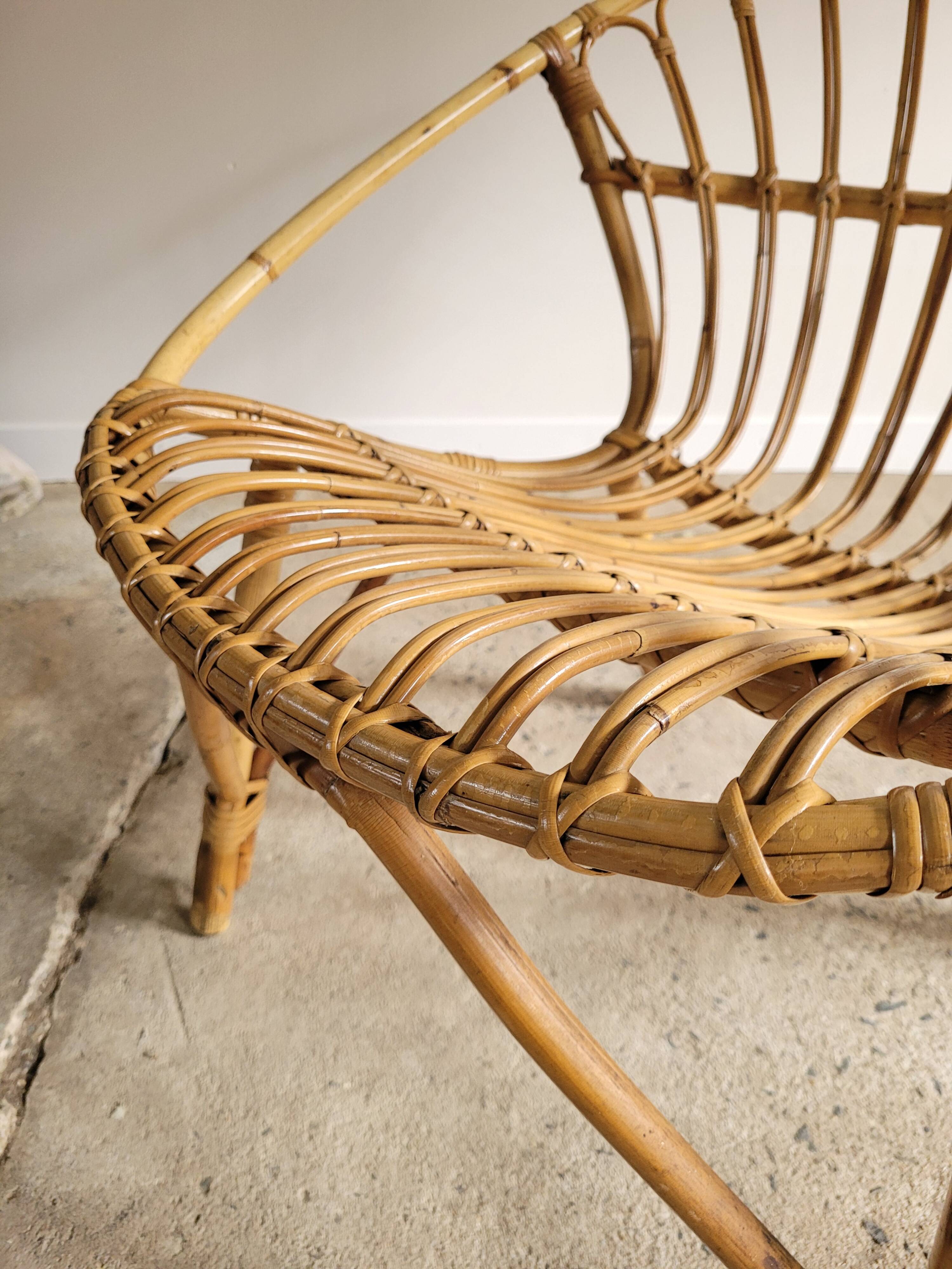 Fauteuil en rotin vintage