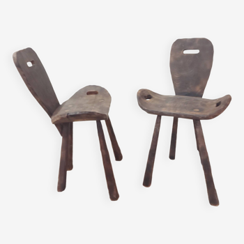 Chaises brutalistes bois brûlé circa 1950