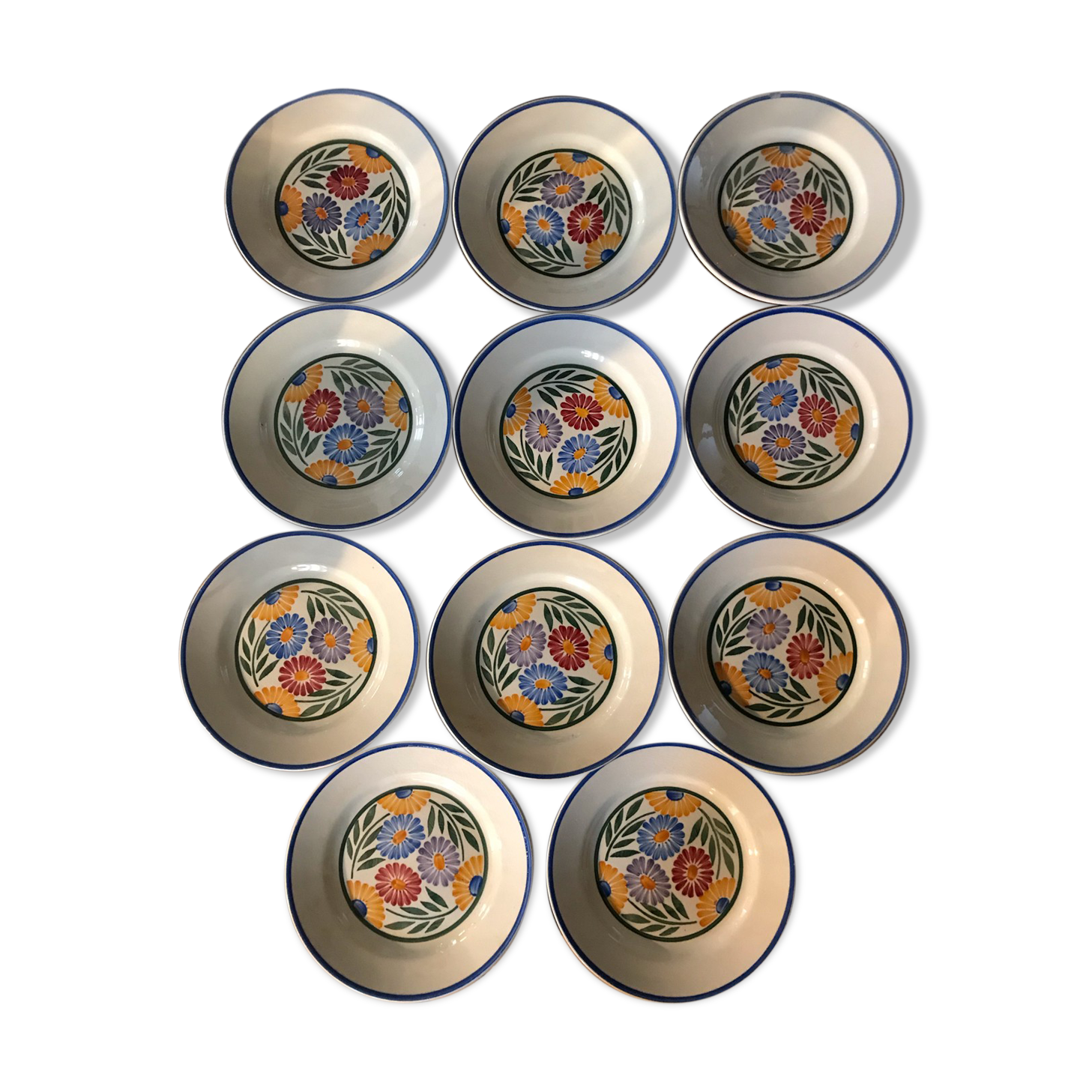 Set of 12 floral plates