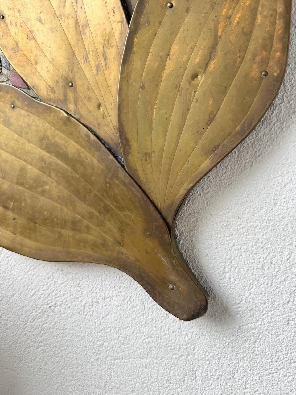 Brass flower oval mirror 1960