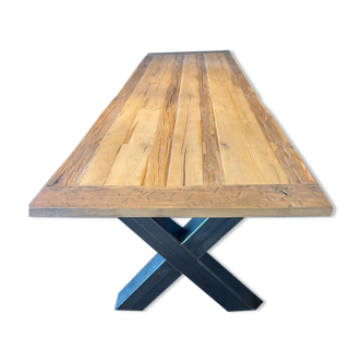 Table 350 x 100 cm chene and metal legs