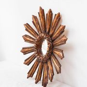 Vintage sun mirror witch's eye in gilded wood (39 cm)