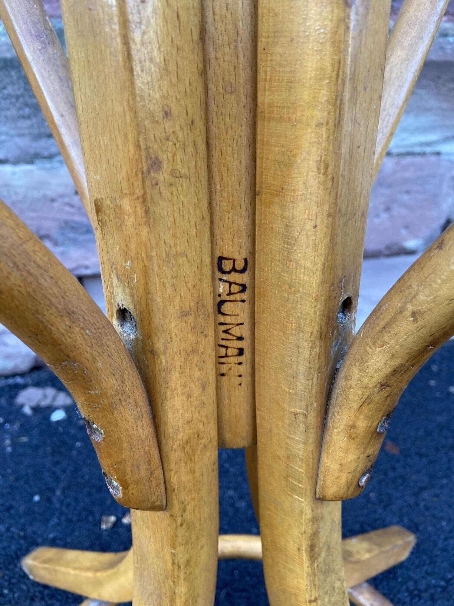 Baumann coat rack on vintage parrot stand 1960