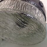 Pair of round ceiling lights in glass ice vintage 60-70s
