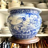 Blue porcelain plant pot