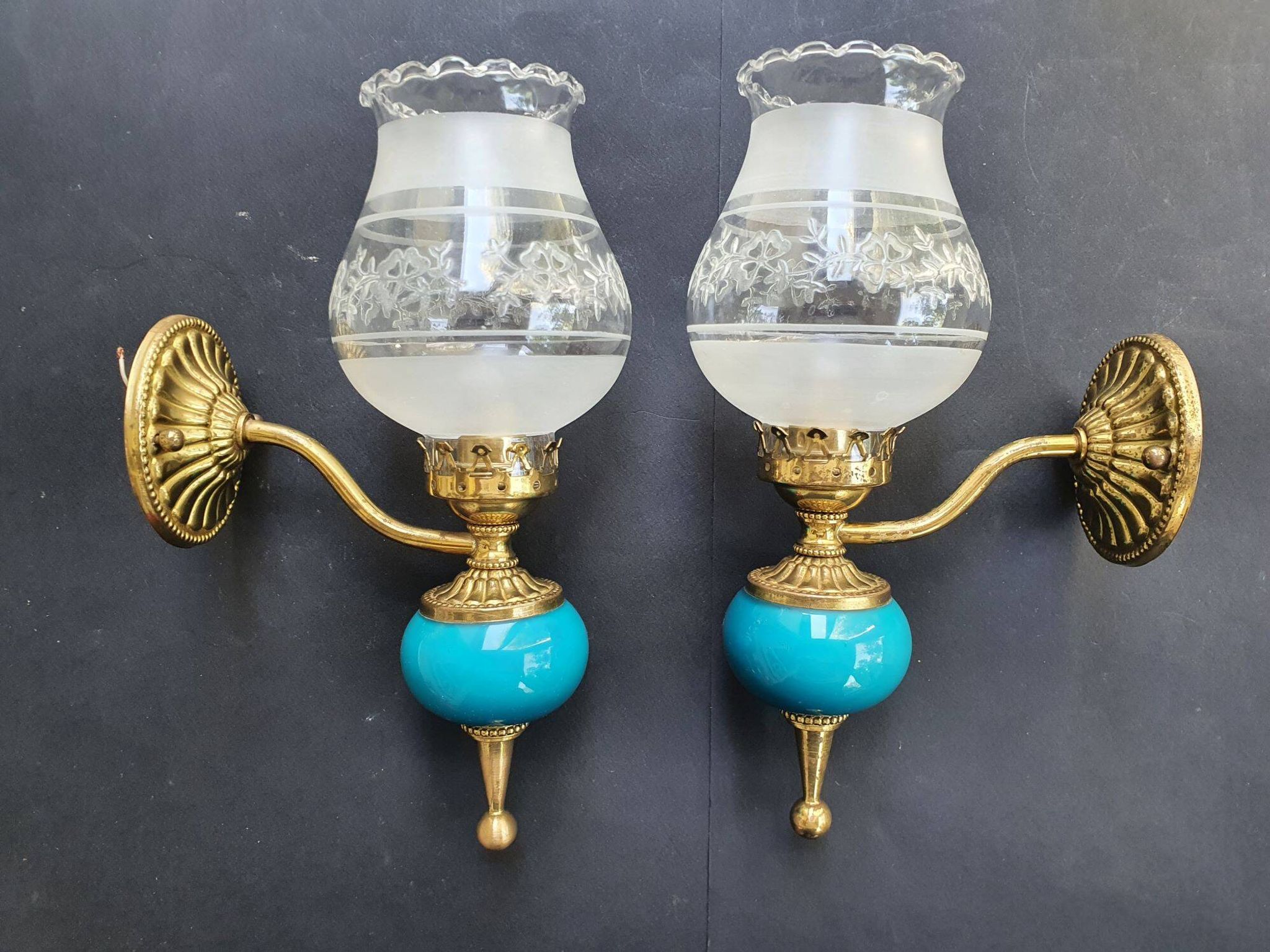 Pair of antique gold wall sconces
