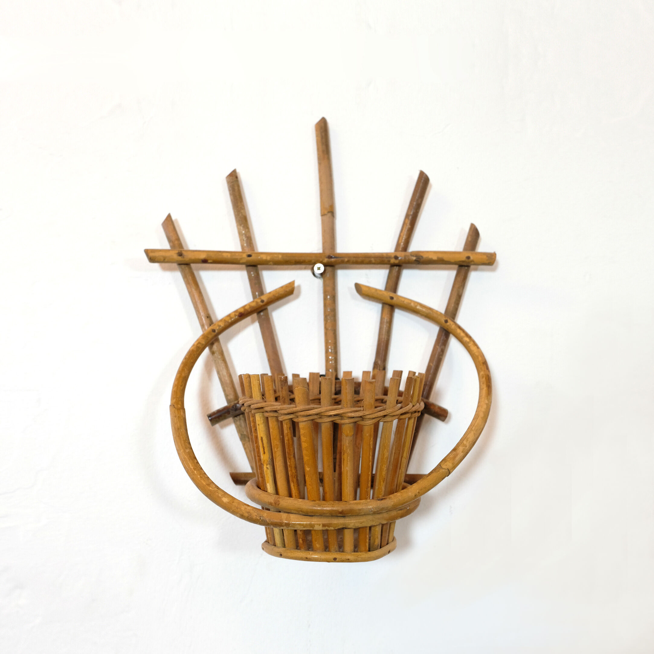 Wall rattan pot cover, 60's-70's