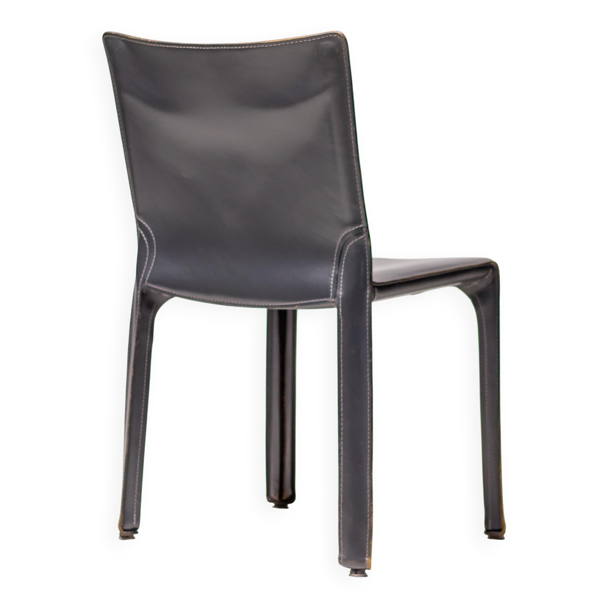 Elephant grey leather Cab Dining dining chair by Mario Bellini for Cassina