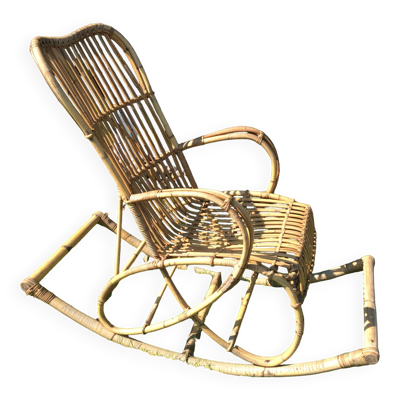 Rocking-chair en rotin