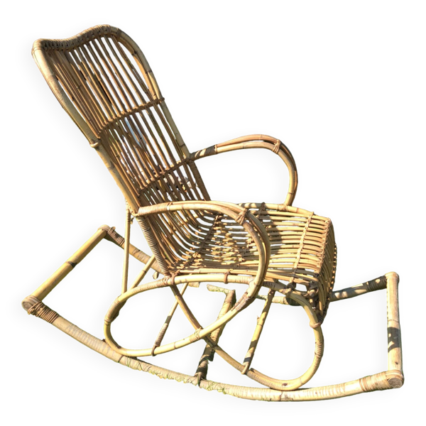 Rocking-chair en rotin