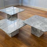 3 vintage marble nesting coffee tables from the 80s